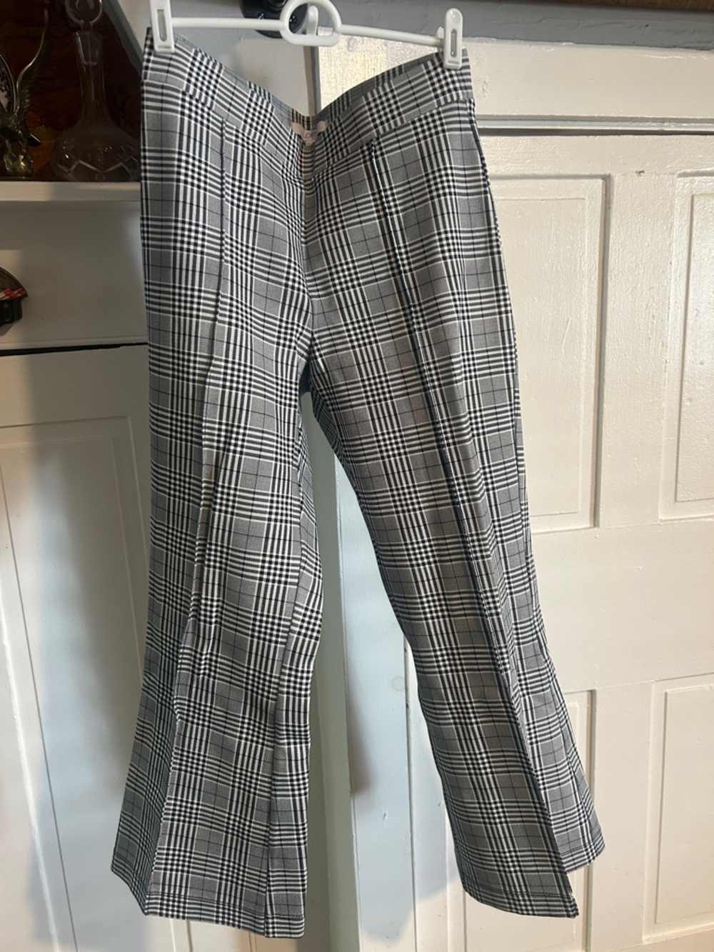 LOFT Women’s Plaid Trousers in Black and White
